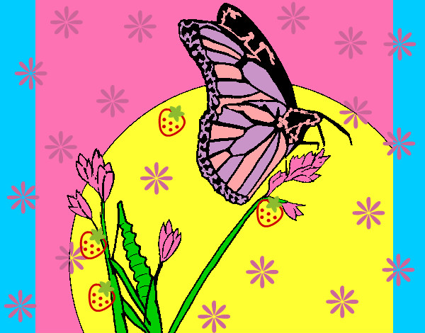Dibujo Mariposa en una rama pintado por alexamuno