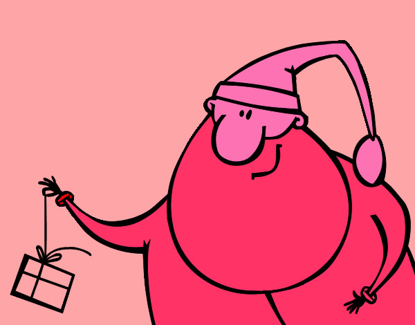 Dibujo Papa Noel con un regalo pintado por dayerlin