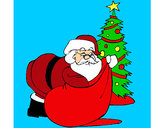Dibujo Papa Noel repartiendo regalos 1 pintado por alexamuno
