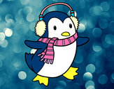 Dibujo Pingüino con bufanda pintado por linda3599