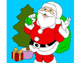 Dibujo Santa Claus y un árbol de navidad pintado por Sarasha