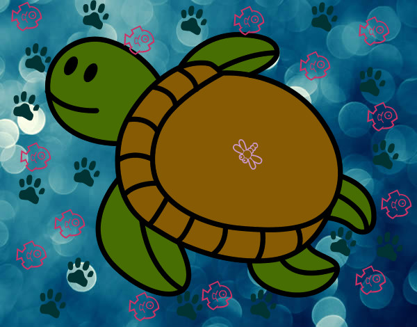 Dibujo Tortuga nadando pintado por JUAPIS