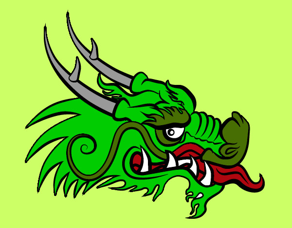 Dibujo Cabeza de dragón rojo pintado por federicci