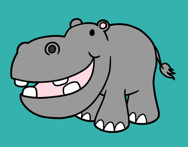 Dibujo Hipopótamo pequeño pintado por alevas