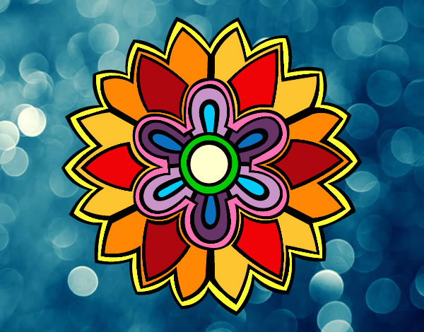 Dibujo Mándala con forma de flor weiss pintado por sofia2000
