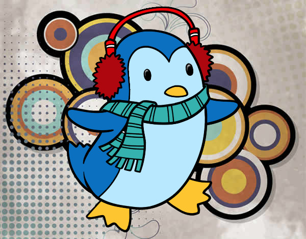 Dibujo Pingüino con bufanda pintado por DAVID2001