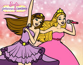 Dibujo Barbie y la princesa cantando pintado por Eevee007