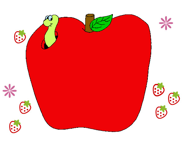 Dibujo Gusano en la fruta pintado por alexa2012
