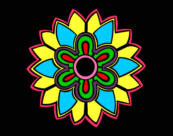 Dibujo Mándala con forma de flor weiss pintado por Panxitta