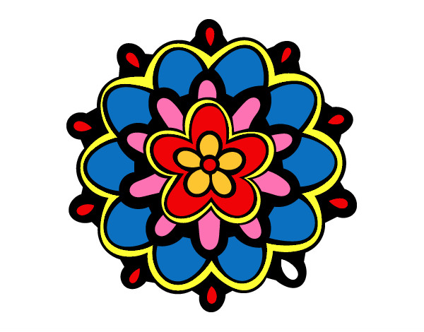 Dibujo Mándala con una flor pintado por emiliana