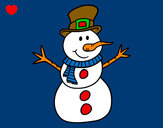 Dibujo Muñeco de nieve con sombrero pintado por jireh