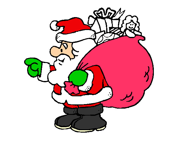 Dibujo Papa Noel con el saco de regalos 1 pintado por ultrablue