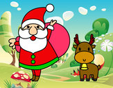 Dibujo Papá Noel y un reno pintado por dulce22