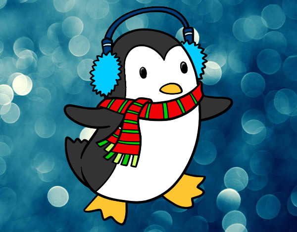 Dibujo Pingüino con bufanda pintado por Eevee007