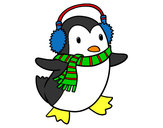 Dibujo Pingüino con bufanda pintado por Mejorarte