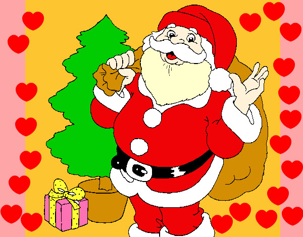 Dibujo Santa Claus y un árbol de navidad pintado por alexa2012