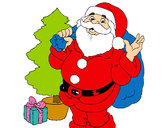 Dibujo Santa Claus y un árbol de navidad pintado por martincito