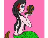 Dibujo Sirena y perla pintado por marianh