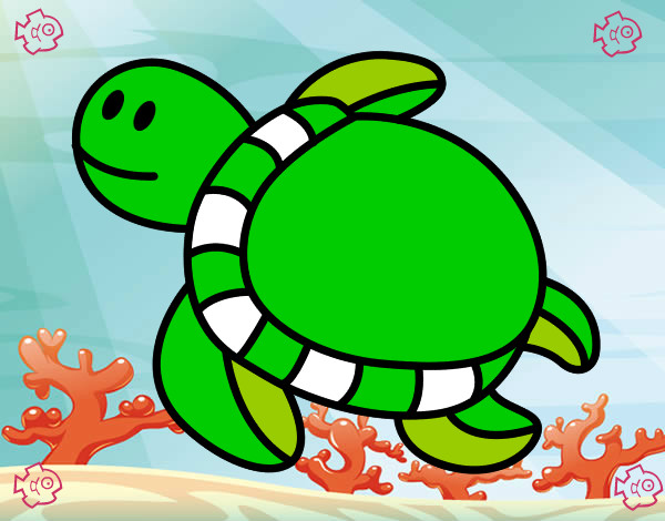 Dibujo Tortuga nadando pintado por dolo