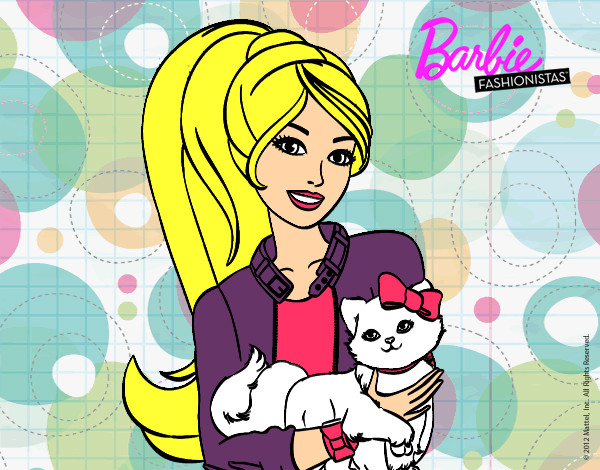 Dibujo Barbie con su linda gatita pintado por kityflu15