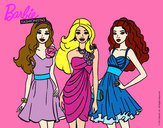 Dibujo Barbie y sus amigas vestidas de fiesta pintado por Rosana04