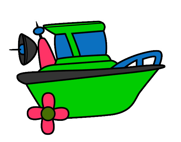 Dibujo Barco a motor pintado por POL_B