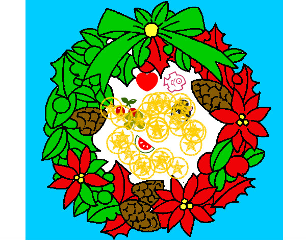 Dibujo Corona de flores navideña pintado por nikidisney