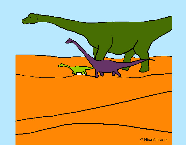 Dibujo Familia de Braquiosaurios pintado por pichifranc