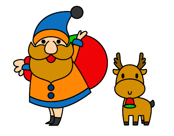 Dibujo Papá Noel y un reno pintado por Darolo