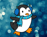 Dibujo Pingüino con bufanda pintado por Tally