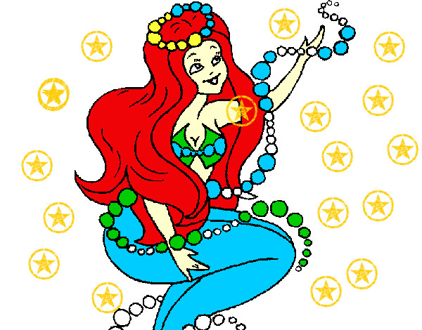 Dibujo Sirena entre burbujas pintado por sarabi