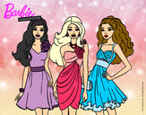 Dibujo Barbie y sus amigas vestidas de fiesta pintado por albatomara