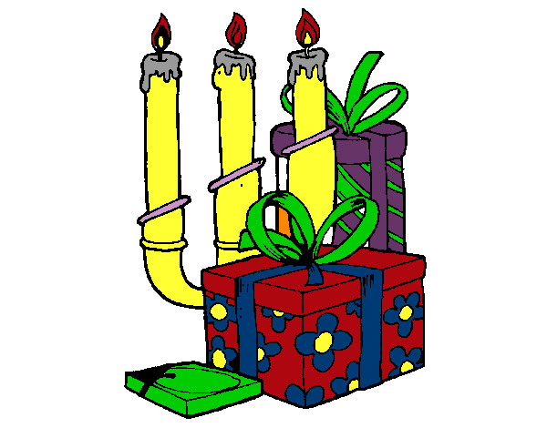 Dibujo Candelabro y regalos pintado por valemang