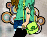 Dibujo Chica con bolso pintado por Andrea_San