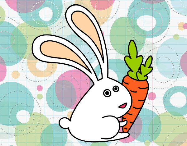 Dibujo Conejo con zanahoria pintado por PMB14