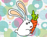 Dibujo Conejo con zanahoria pintado por PMB14