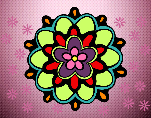 Dibujo Mándala con una flor pintado por kirlyac