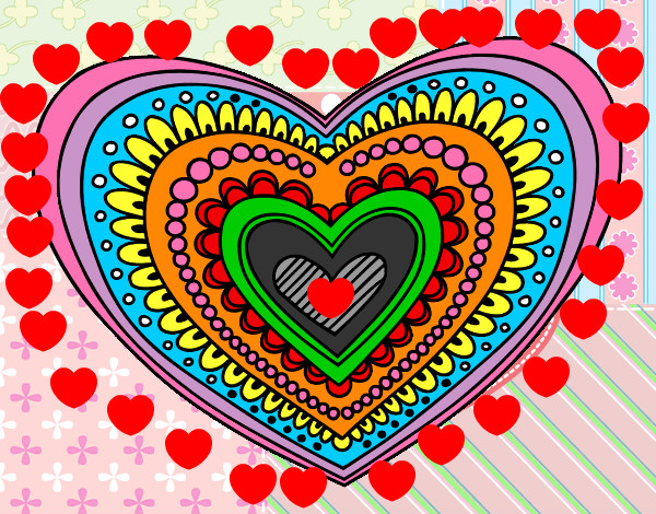 Dibujo Mandala corazón pintado por Yalits