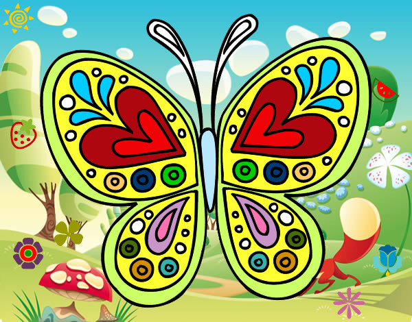 Dibujo Mandala mariposa pintado por alexha