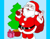 Dibujo Santa Claus y un árbol de navidad pintado por antopaz
