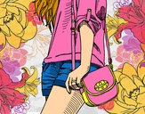 Dibujo Chica con bolso pintado por Laura16