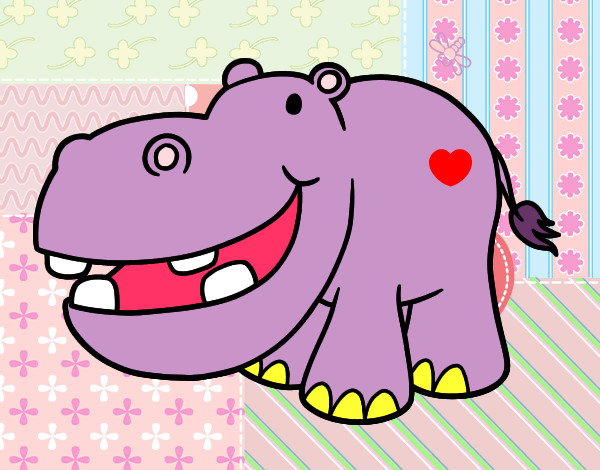Dibujo Hipopótamo pequeño pintado por lenny