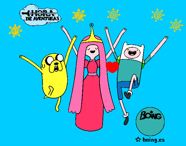 Dibujo Jake, Princesa Chicle y Finn pintado por minina649