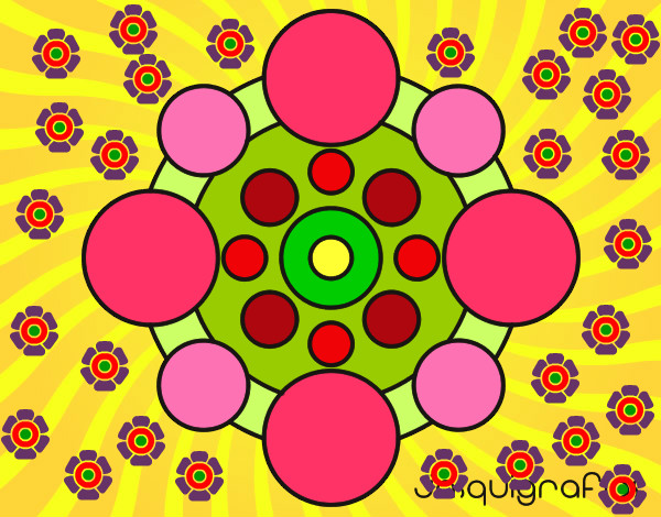 Dibujo Mandala con redondas pintado por Ayda  