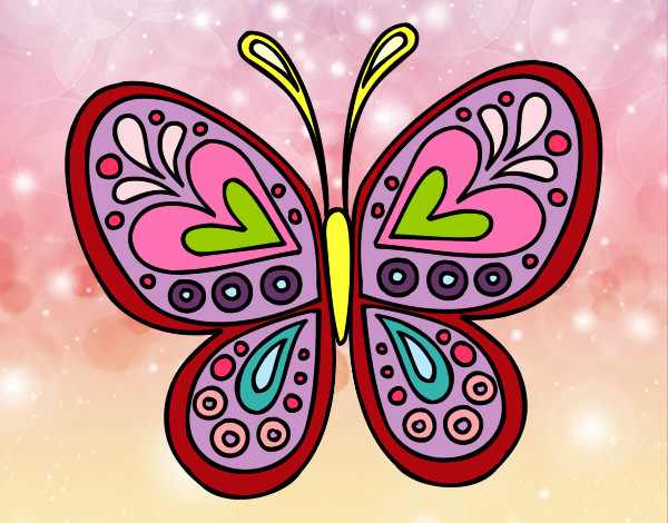 Dibujo Mandala mariposa pintado por camilinta