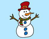 Dibujo Muñeco de nieve con sombrero pintado por antopaz