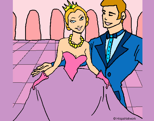 Dibujo Princesa y príncipe en el baile pintado por antopaz