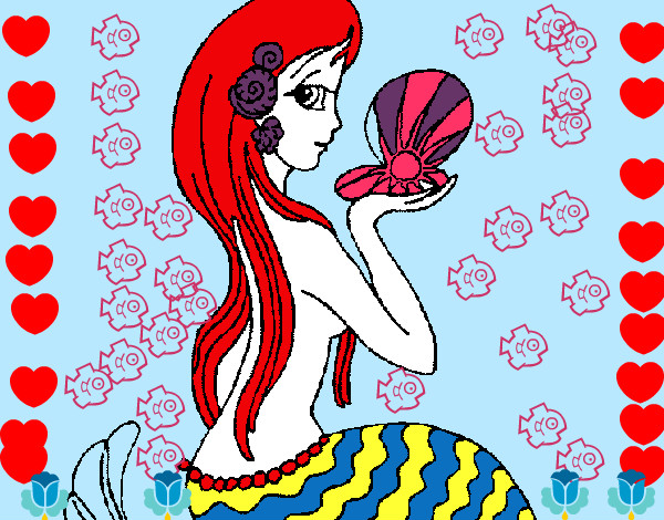 Dibujo Sirena y perla pintado por CAMILANP