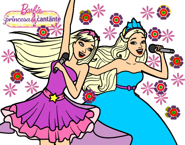 Dibujo Barbie y la princesa cantando pintado por ISAROXANA 