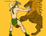 Dibujo Gladiador contra león pintado por amalia